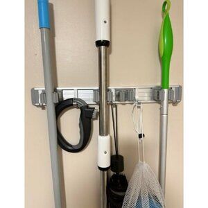 Broom Holder Mop Hanger Wall Mount Metal Organization Garage Storage System